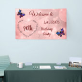 Roze Sparkly Butterfly op maat van 90th Birthday Spandoek (Beurs)