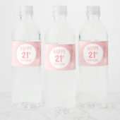 Roze Sparkly eenentwintigste verjaardag Waterfles Etiket (Flessen)
