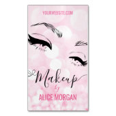 Roze Sparkly Make-up Artiest Glamour Bokeh Sequin  Magnetisch Visitekaartje (Voorkant Verticaal)