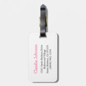 Roze speelgoed teddy en eend kinder genoemd bagage bagagelabel (Achterkant verticaal)