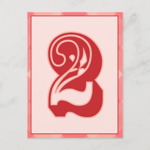 Roze speldenaantal "2" Typografische banner Kaart