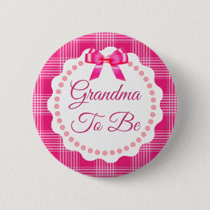 Roze speldenband en Bow Grandma om Button te worde