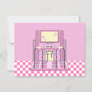 Roze Speler Arcade Dansmachine Briefkaart