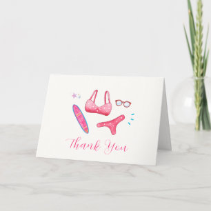 Roze Spetter Spat Zeesurf Strand Meisje Baby Showe Bedankkaart
