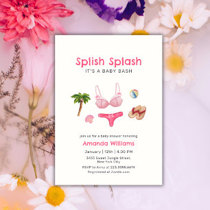 Roze Spetterende Splash Strand Zomer Baby Shower Kaart