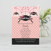 Roze Spider Halloween Birthday-uitnodigingen Kaart (Staand voorkant)