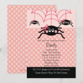 Roze Spider Halloween Birthday-uitnodigingen Kaart (Voorkant / Achterkant)