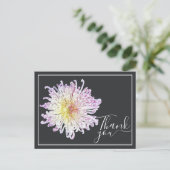 Roze Spin Mum Met Grijze Achtergrond Bedankt Briefkaart (Staand voorkant)