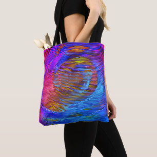 Roze spiraalregenboog met reliëf en romige strepen draagtas