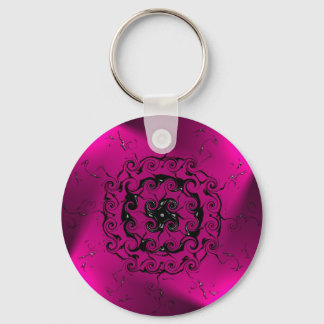 Roze spiraalvormig patroon sleutelhanger