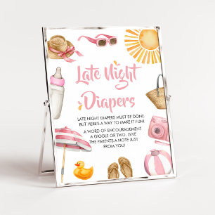 Roze Splish Splash Baby shower Late Night Luiers Poster
