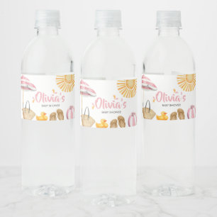 Roze Splish Splash Baby shower Waterfles Etiket