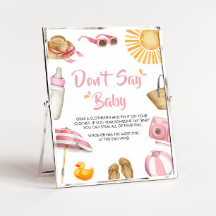 Roze Splish Splash Baby shower zeg geen Baby Poster