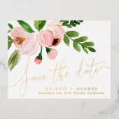 roze spoelbruine elegant behalve datum folie feestdagen briefkaart (Voorkant)