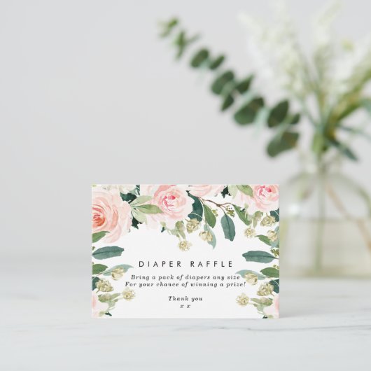 Roze spoelroos Diaper omhullingskaart Raffle Informatiekaartje (Staand voorkant)