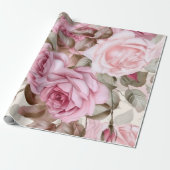  roze spoelrozen cadeaupapier (Uitgerold)