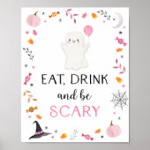 Roze Spook Halloween Eet Drink Ben Enge Partij Tek Poster (Voorkant)