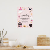 Roze Spooky Birthday Welkomstteken Poster (Keuken)