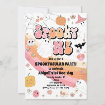 Roze Spooky One Halloween Verjaardagsuitnodiging