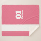 Roze sport Stripe Monogram Sherpa Blanket Sherpa Deken (Voorkant (horizontaal))