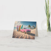 Roze  sportwagen Happy Retirement Kaart (Achterkant)