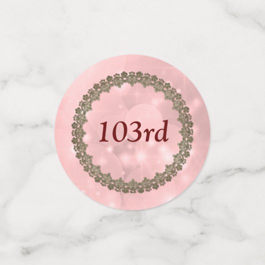 roze sprankelend Happy 103rd Birthday Confetti (Kleine voorkant)