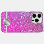 Roze sprankelende glitter monogram telefoonhoes Case-Mate iPhone case (Achterkant (horizontaal))