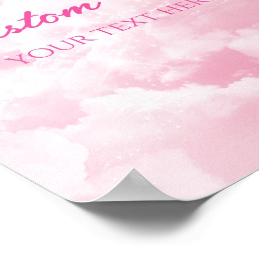 Roze Sprankelende Wolken Partij Aangepaste Tekstte Poster (Hoek)