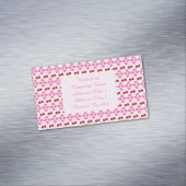 Roze Spring Cherry Blossom en kersen gepatterd Magnetisch Visitekaartje (Voorbeeld)