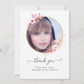 Roze Spring Cherry Blossom Foto Bedankkaart (Voorkant)