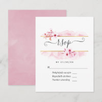 Roze Spring Cherry Blossom Quinceañera RSVP-kaart
