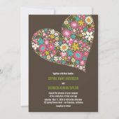 Roze Spring Flowers Heart Whimsical Wedding Invite Kaart (Voorkant)