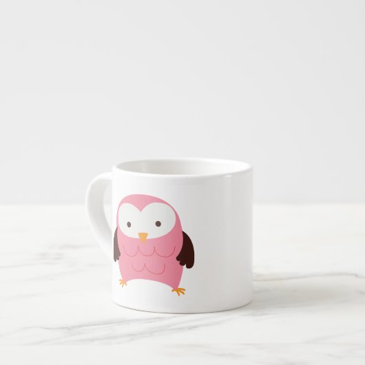 Roze Spring Owl Espresso Kop (Voorkant links)