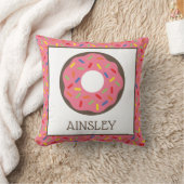 Roze sprinken Donuts Gepersonaliseerd Sierkussen (Deken)