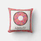 Roze sprinken Donuts Gepersonaliseerd Sierkussen (Voorkant)