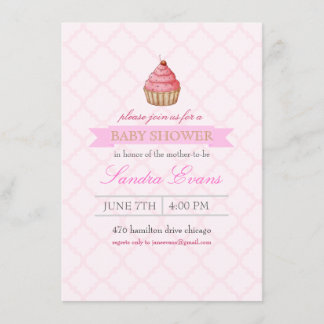 Roze Sprinkle Cupcake Baby shower Uitnodiging