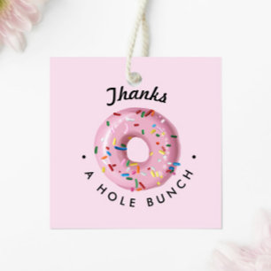 Roze Sprinkle Donut "Bedankt a Hole Bunch" Bedankjes Labels