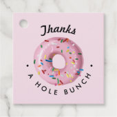 Roze Sprinkle Donut "Bedankt a Hole Bunch" Bedankjes Labels (Voorkant)