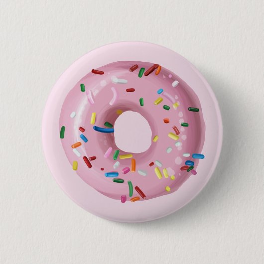 Roze Sprinkle Donut Birthday Party Favor Button (Voorkant)