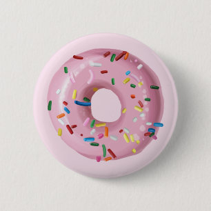 Roze Sprinkle Donut Birthday Party Favor Button