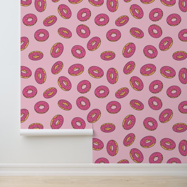 Roze Sprinkle Donut Patroon Behang (Applicatie)
