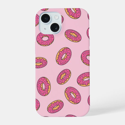 Roze Sprinkle Donut Patroon iPhone 15 Hoesje (Achterkant)