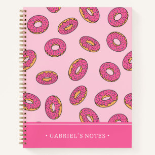 Roze Sprinkle Donut Patroon Jouw namen toevoegen Notitieboek