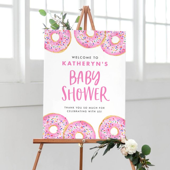 Roze Sprinkle Donuts Baby shower Welkom Poster