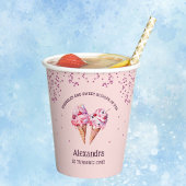 Roze Sprinkles Girl Ice Cream 1e verjaardag Papieren Bekers