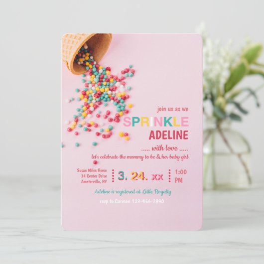 Roze sprinkletschoeisel kaart (Staand voorkant)