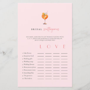 Roze Spritz Bruiloftsshower Scattergories Spel