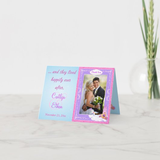 Roze Sprookje Foto Bedankkaart 2 (Voorkant)