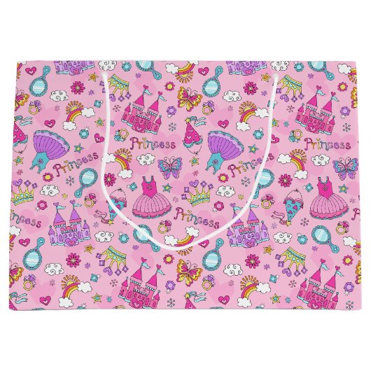 Roze Sprookje Prinses Party Groot Cadeauzakje (Voorkant)