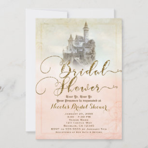 Roze Sprookjesboek Kasteel Bruidsdouche Kaart